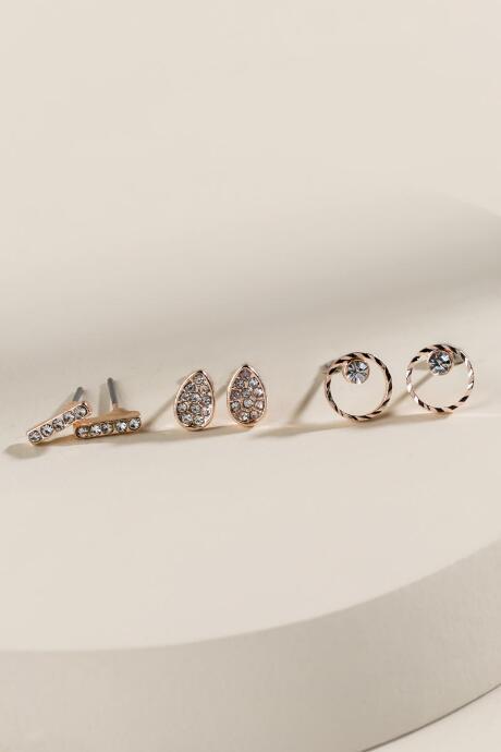 Francesca's Kayla Crystal Stud Earring Set - Crystal