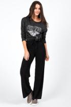 Francesca's Harrah High Waist Drawstring Pants - Black