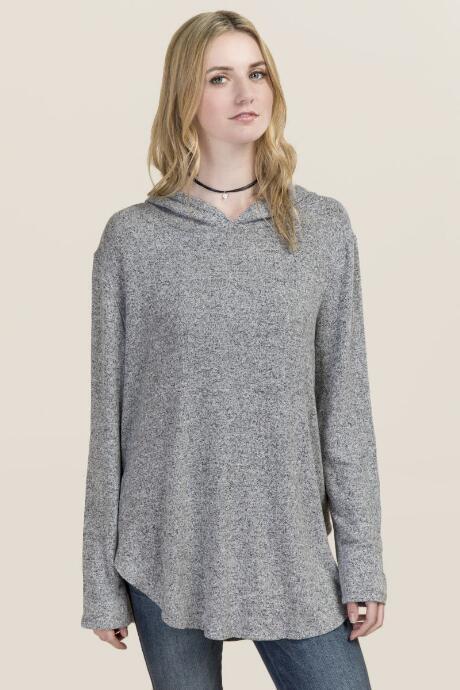 Alya Celine Brushed Hacci Hoodie Top - Heather Gray