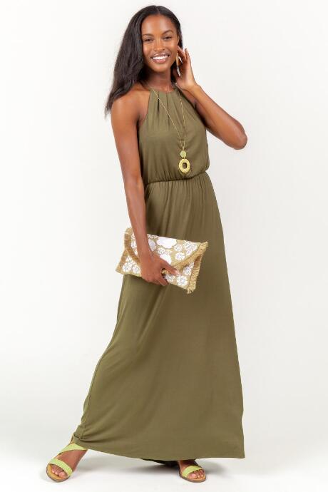 Francesca's Flawless Knit Maxi Dress In Olive - Olive