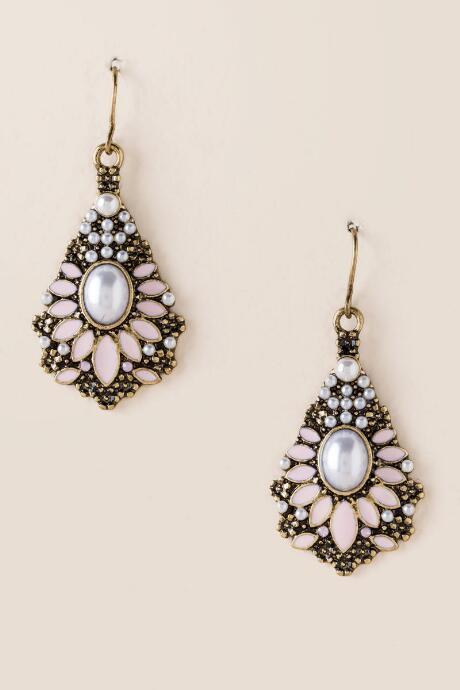 Francesca's Catalina Pearl Drop Earring In Blush - Blush