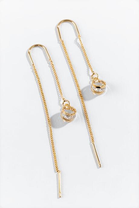 Francesca's Adriana Cz Pull Through Linear Earrings - Gold