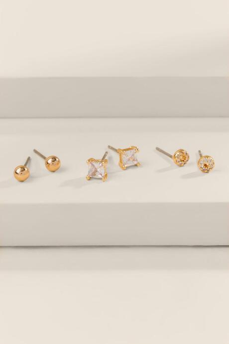Francesca's Mila Crystal Stud Earring Set - Crystal