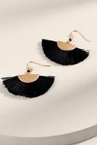 Francesca's Cynthia Tasseled Fan Drop Earrings - Black