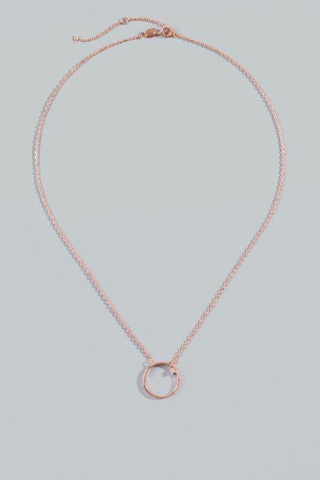 Francesca's Delaney Sterling Silver Circle Necklace - Rose/gold