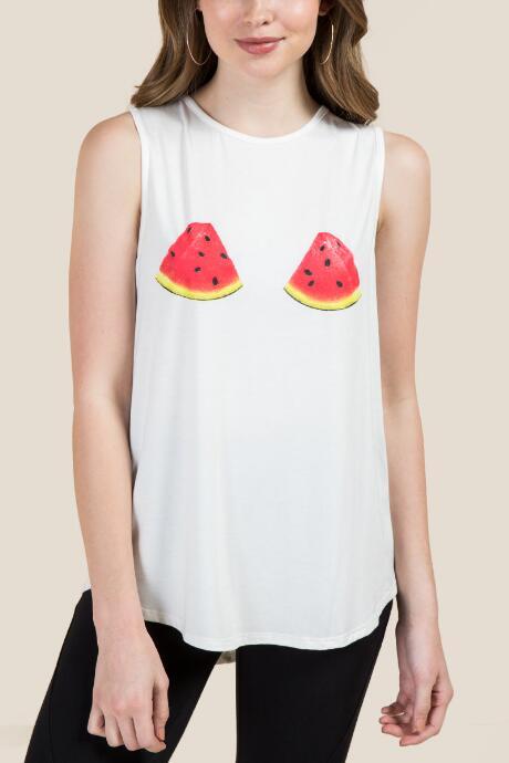 Francesca's Watermelon Slice Graphic Tee - White