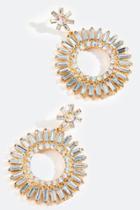 Francesca's Janiya Baguette Circle Drop Earrings - Crystal