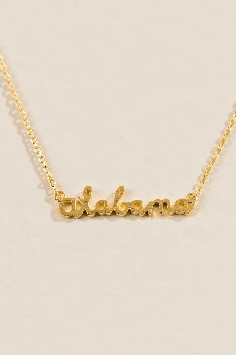 Francesca's Alabama Script Necklace In Gold - Gold