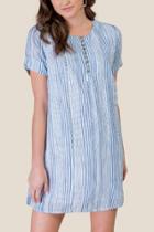 Francesca's Kimberly Button Front Shift Dress - Baby Blue