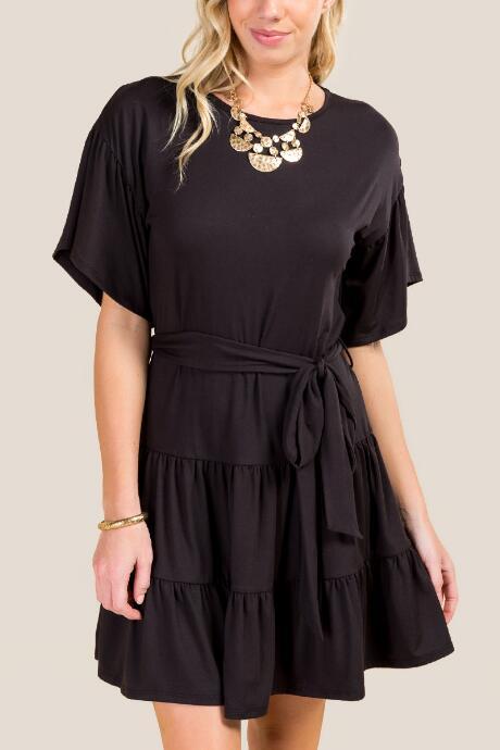 Francesca Inchess Alaya Belted Knit Dress - Black