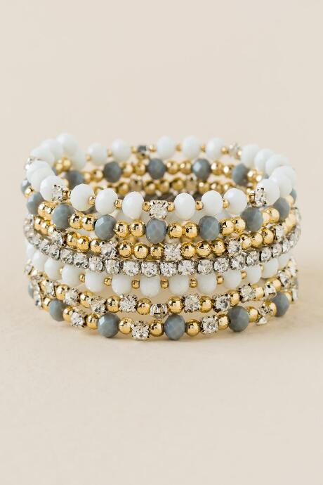 Francesca's Jules Beaded Coil Bracelet In Gray - Gray