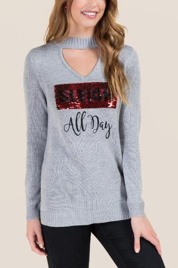 Francesscas Sleigh Or Sleep All Day Sweater - Gray