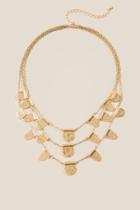 Francesca's Farrah Worn Layered Necklace - Gold