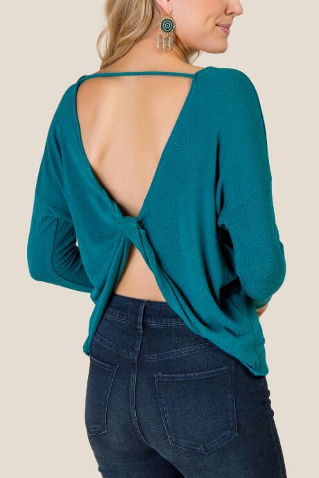 Francesca's Lexi Twist Back Tee - Forest