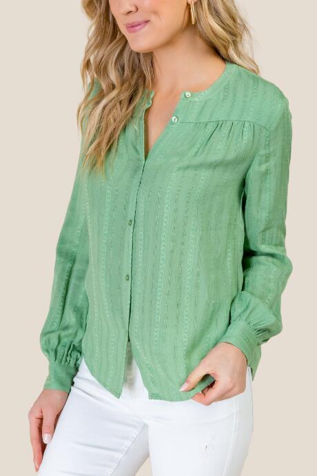 Francesca's Emerson Textured Button Down - Moss