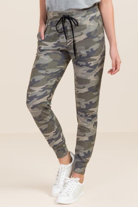 Alya Jane Camo Knit Jogger - Dark Olive