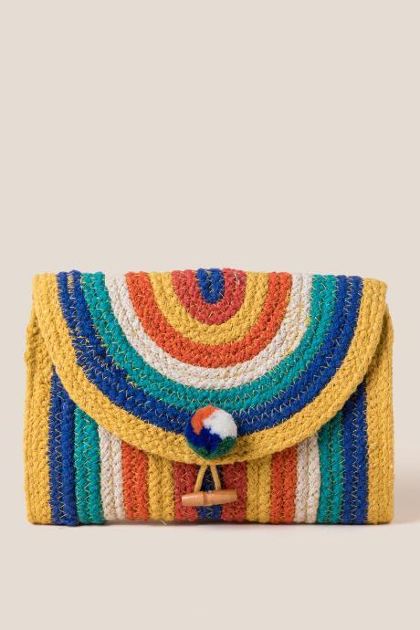 Francesca's Jossie Striped Jute Clutch - Multi
