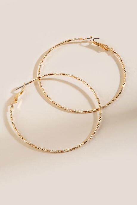 Francesca's Katelyn Twisted Metal Hoops - Gold