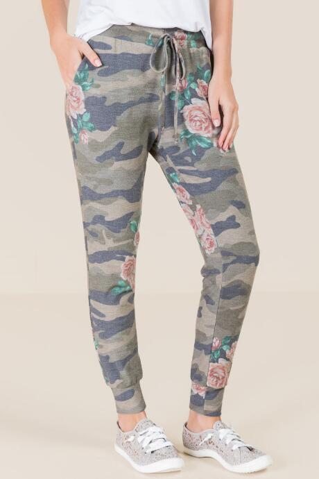 Francesca Inchess Imara Floral Camo Jogger - Dark Olive