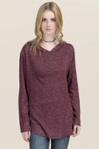 Alya Celine Brushed Hacci Hoodie Top - Wine