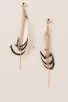 Francesca's Carey Feather Drop Earrings - Ivory