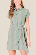 Francesca's Kendra Linen Wrap Dress - Moss