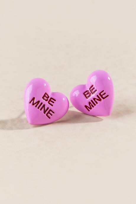 Francesca's Be Mine Heart Stud Earring - Pink