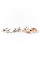 Francesca's Bri Rose Gold Studs Set - Rose/gold