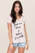 Alya Feed Me Tacos Halter Graphic Tee - Blush