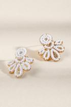 Francesca's Delanie Seedbead Scalloped Studs - White