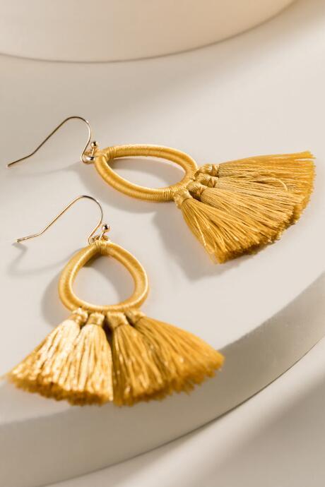 Francesca's Ariel Wrapped Tassel Earrings - Marigold