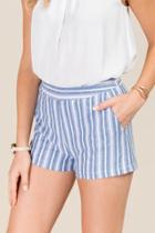 Harper Cecila Striped Structured Shorts - Blue