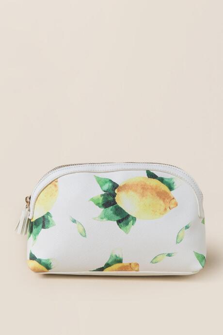 Francesca's Fresh Lemons Travel Cosmetic Pouch - White