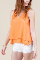 Francesca's Fran Tiered Tank Top - Tangerine