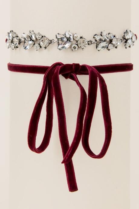 Francesca's Zoe Crystal Wrap Choker In Burgundy - Burgundy