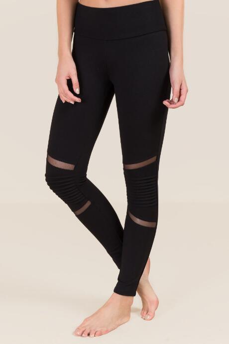 Francesca's Elyse Mesh Insert Ponte Pant - Black