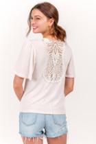 Francesca's Melanie Crochet Back Tee - Blush