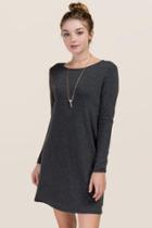 Alya Hailey X Back French Terry Shift Dress - Charcoal