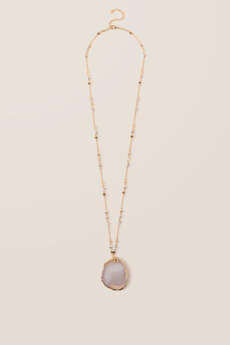 Francesca's Doretta Bead Stone Pendant - Gray