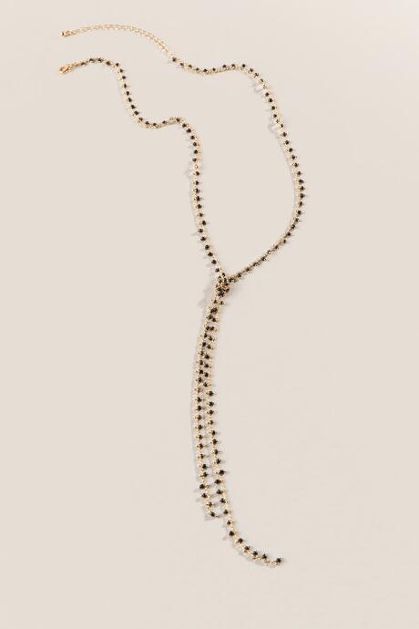 Francesca's Sabrina Beaded Y Necklace - Black