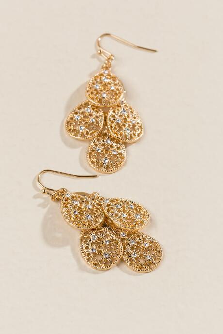 Francesca's Lulu Filigree Crystal Earrings - Gold