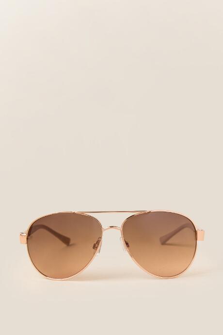 Francesca's Audrey Glitter Aviator Sunglasses - Nude