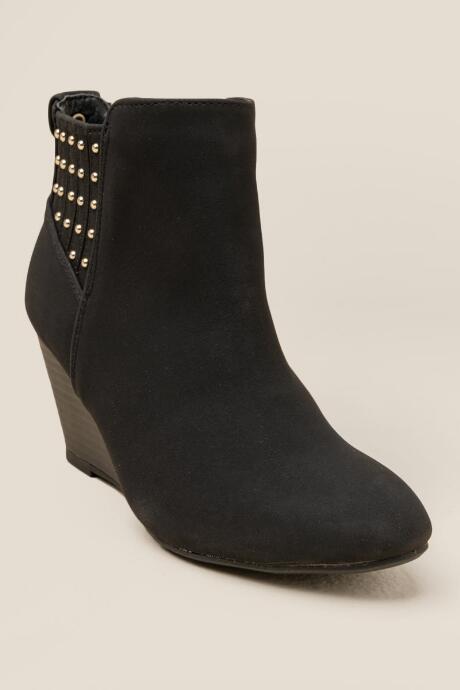 Xoxo Barnett Studded Back Wedge Ankle Boot - Black