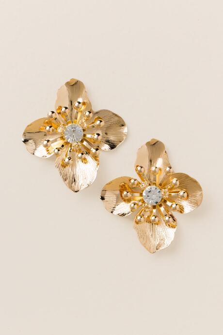 Francesca's Esmie Large Flower Stud Earring - Gold