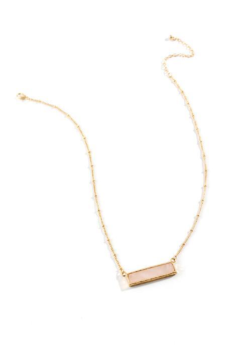 Francesca's Reese Horizontal Bar Pendant Necklace - Blush