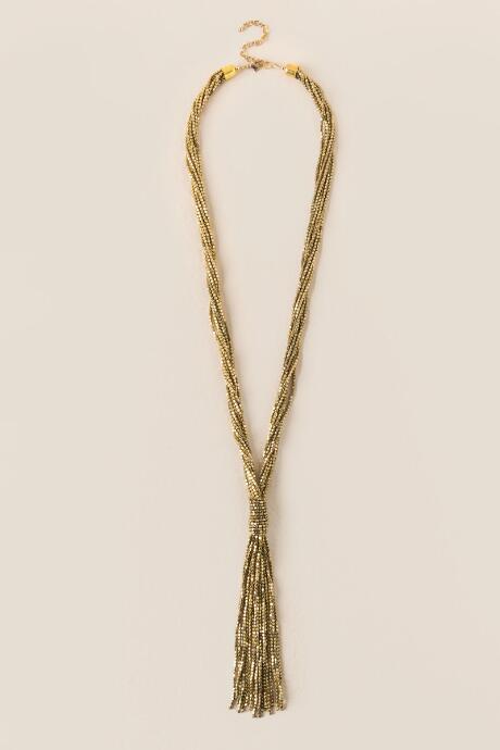 Francesca's Nicola Beaded Tassel Necklace - Gold