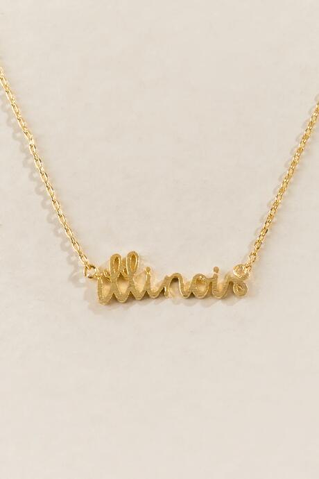 Francesca's Illinois Script Necklace In Gold - Gold