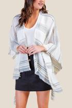 Francesca's Tonya Textured Striped Kimono - White