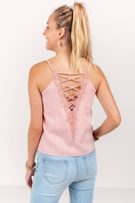 Francesca's Anya Lattice Back Tank Top - Fuchsia