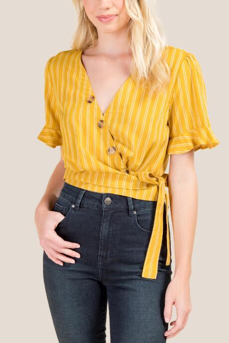 Francesca's Meredith Button Front Top - Marigold
